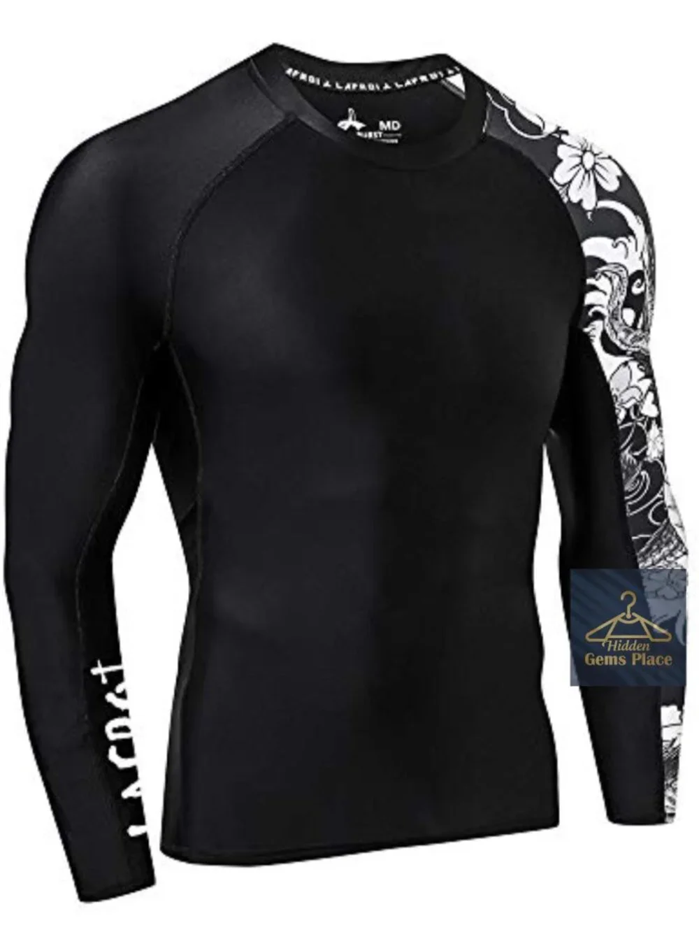 Men's UPF 50+ Long Sleeve Rash Guard Compression Shirt